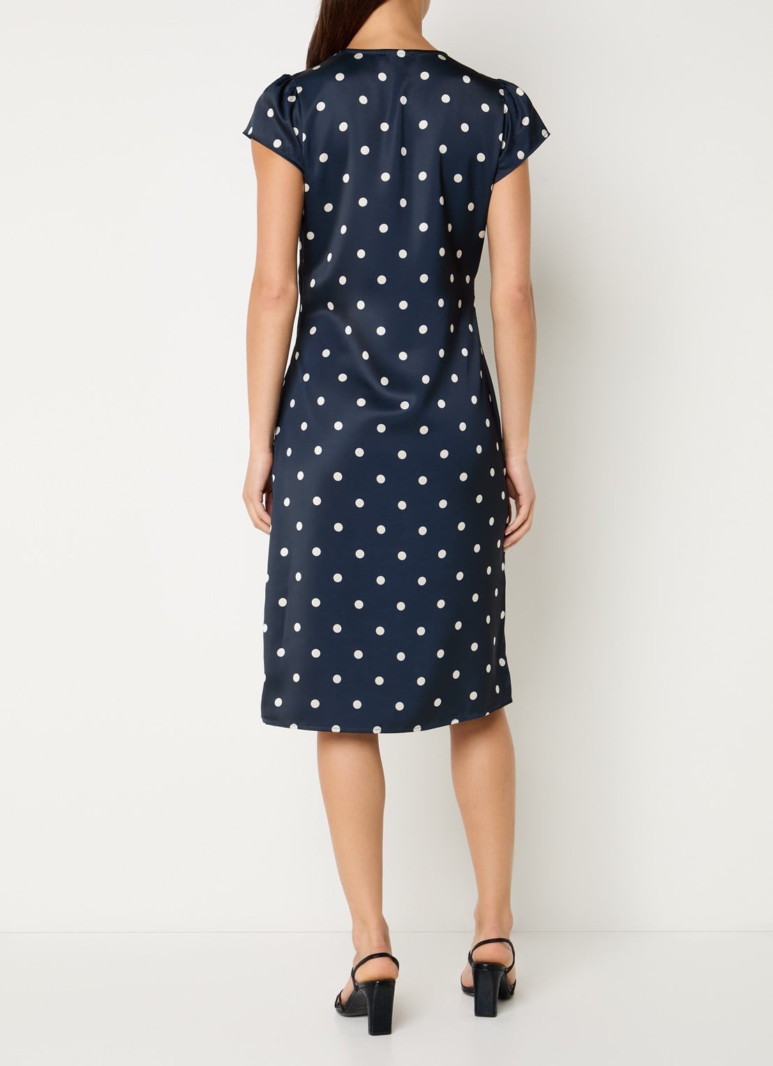 Bruuns Bazaar MatzaBBNeema midi jurk met stippenprint - achterkant donkerblauw