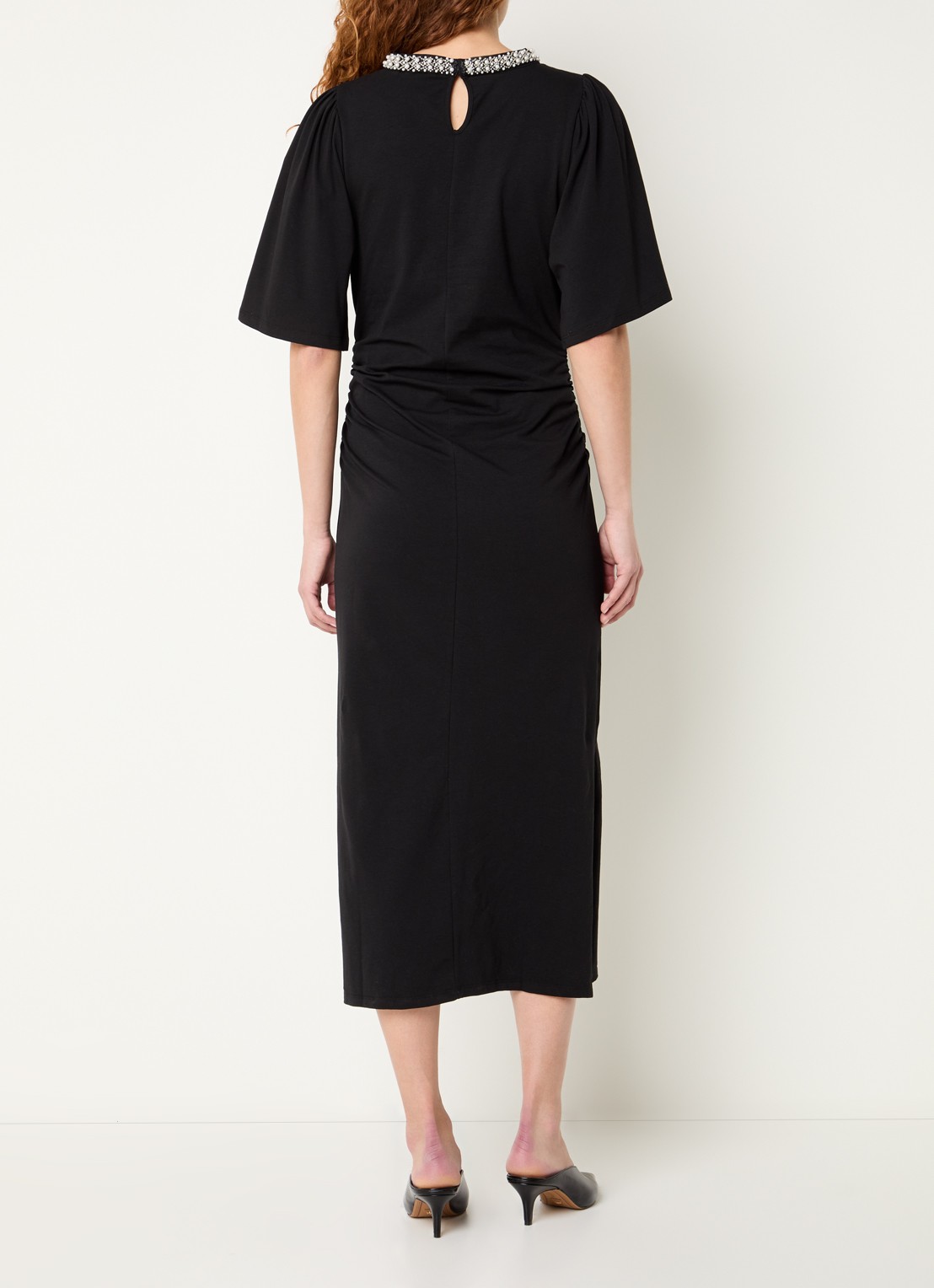 Bruuns Bazaar Nathala maxi jurk met split  - achterkant 3 blauw