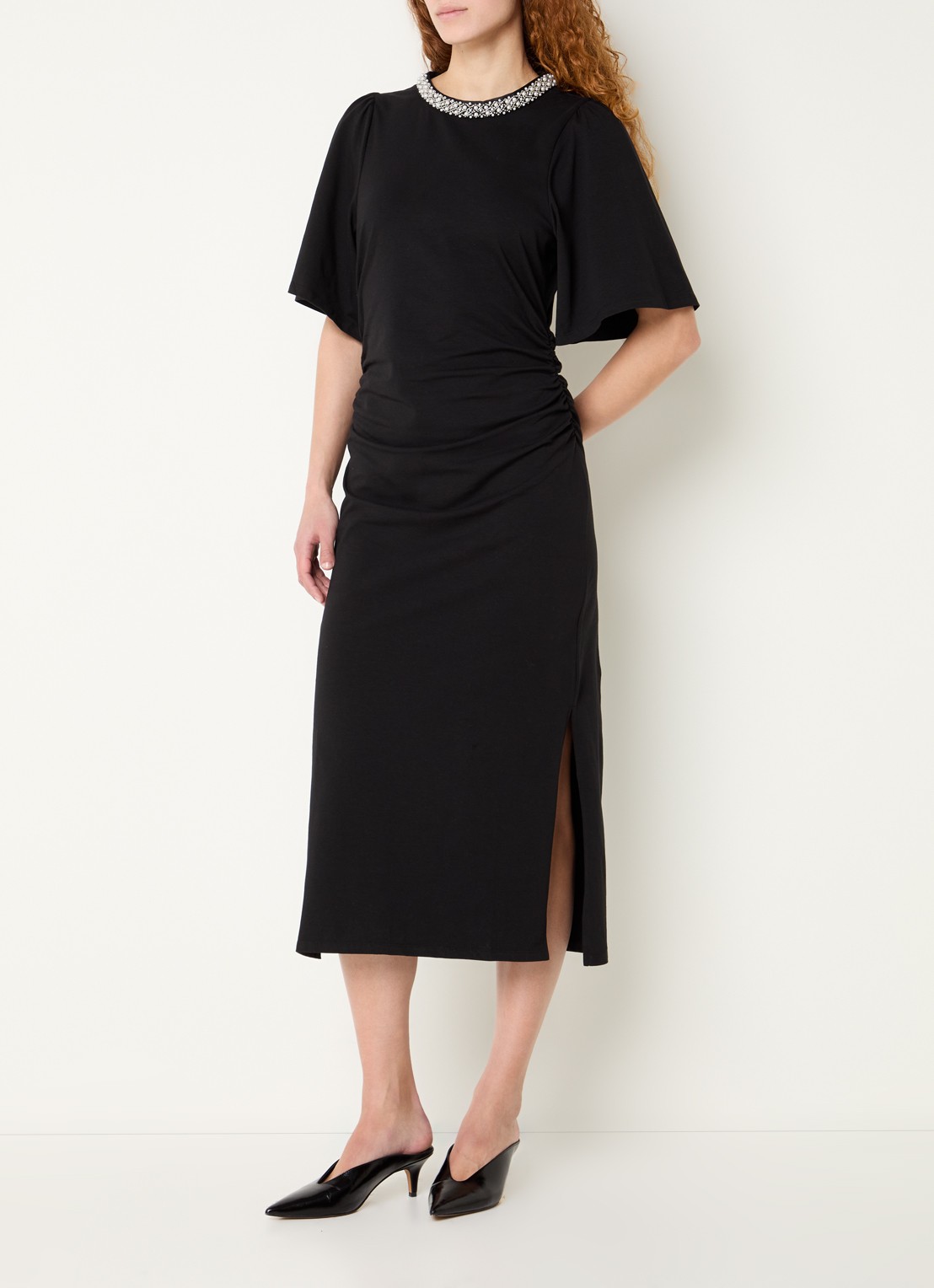 Bruuns Bazaar Nathala maxi jurk met split  - detail 4 blauw