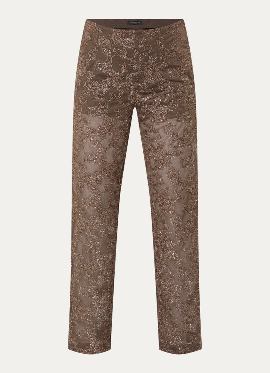 Bruuns Bazaar Pholido straight fit broek met pailletten - voorkant 3 bruin