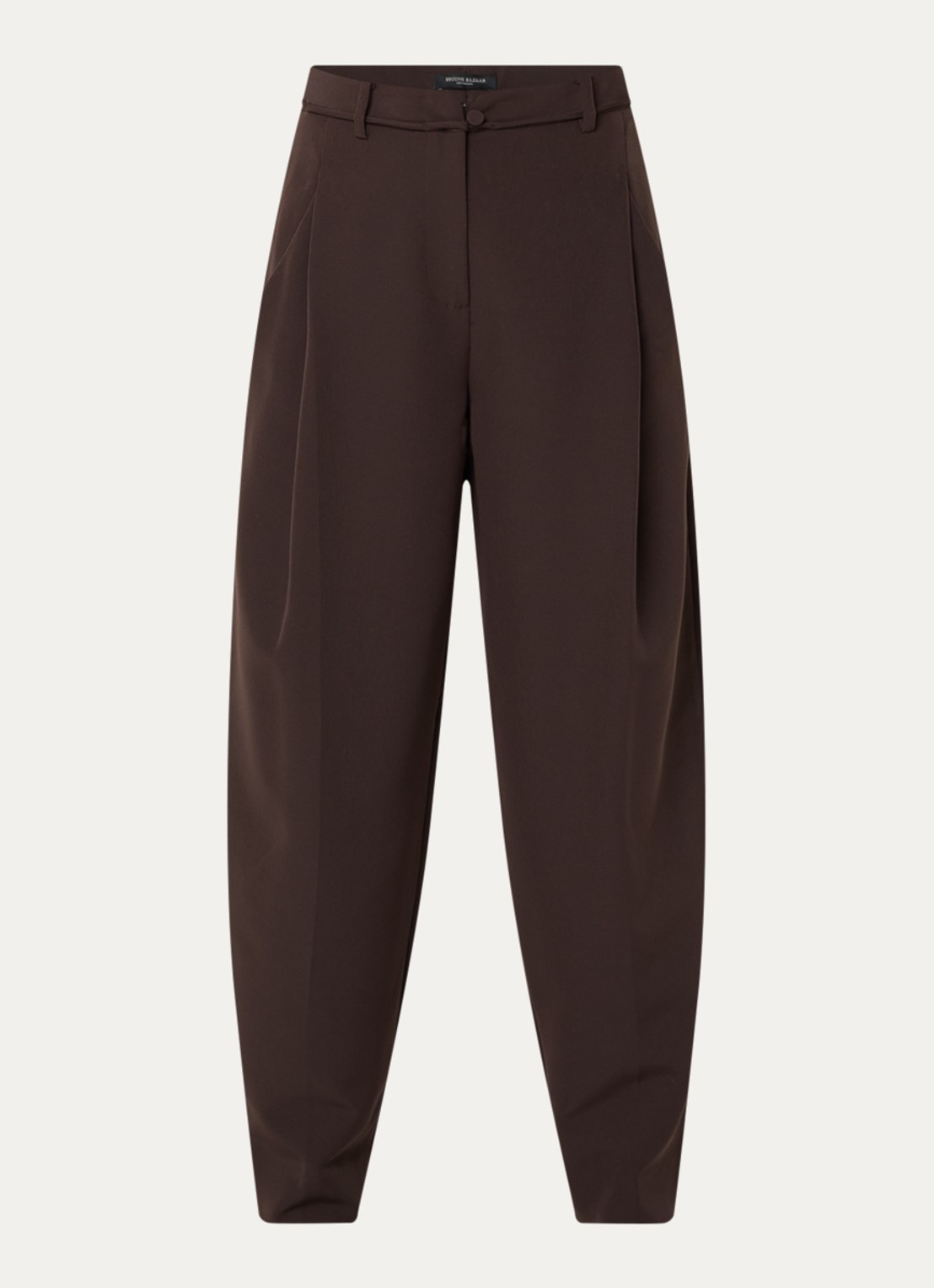 Bruuns Bazaar Ruby high waist wide fit pantalon met steekzakken - voorkant 2 donkerbruin