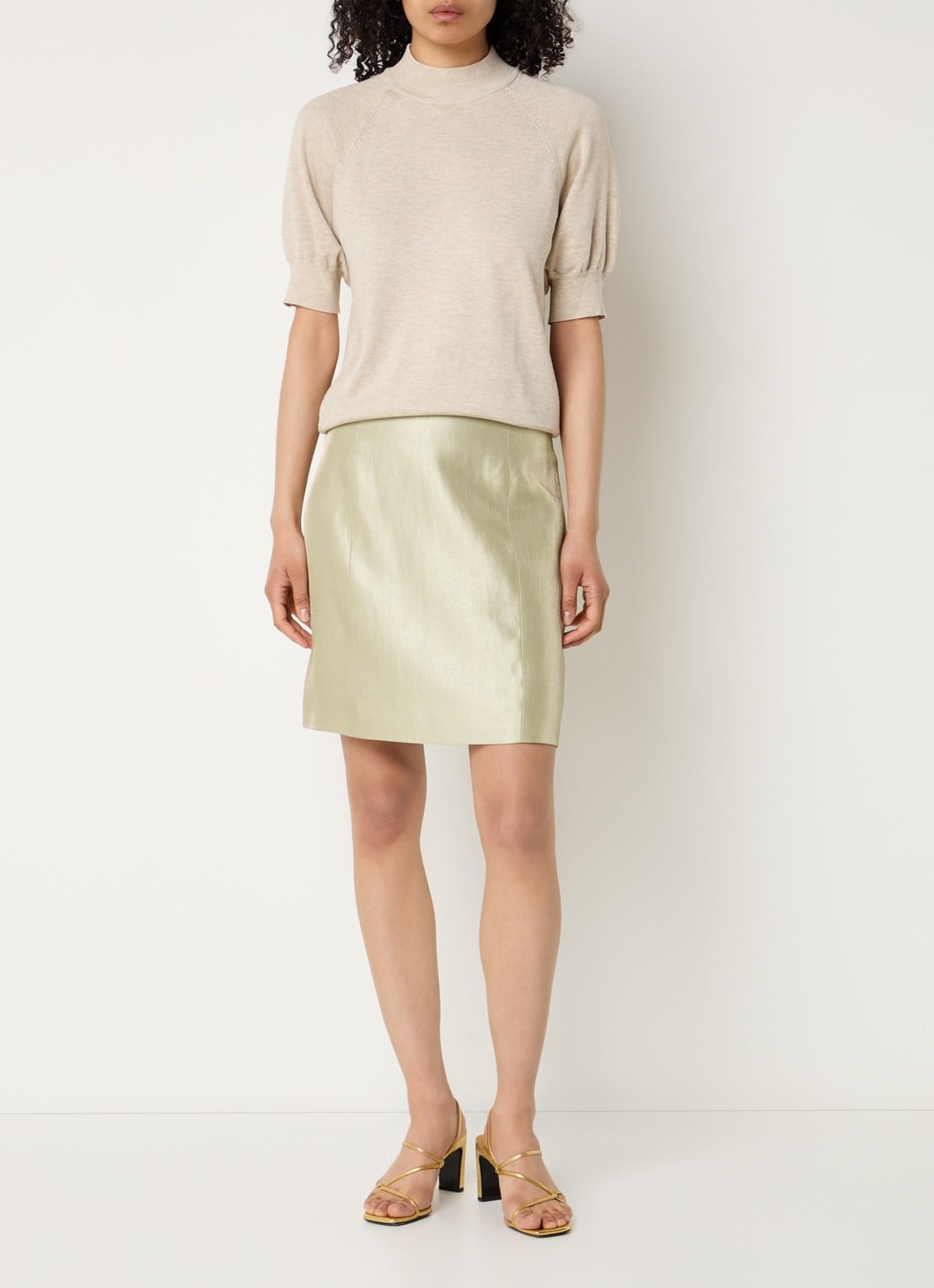 Bruuns Bazaar Sussan mini rok met metallic finish - voorkant 2 goud