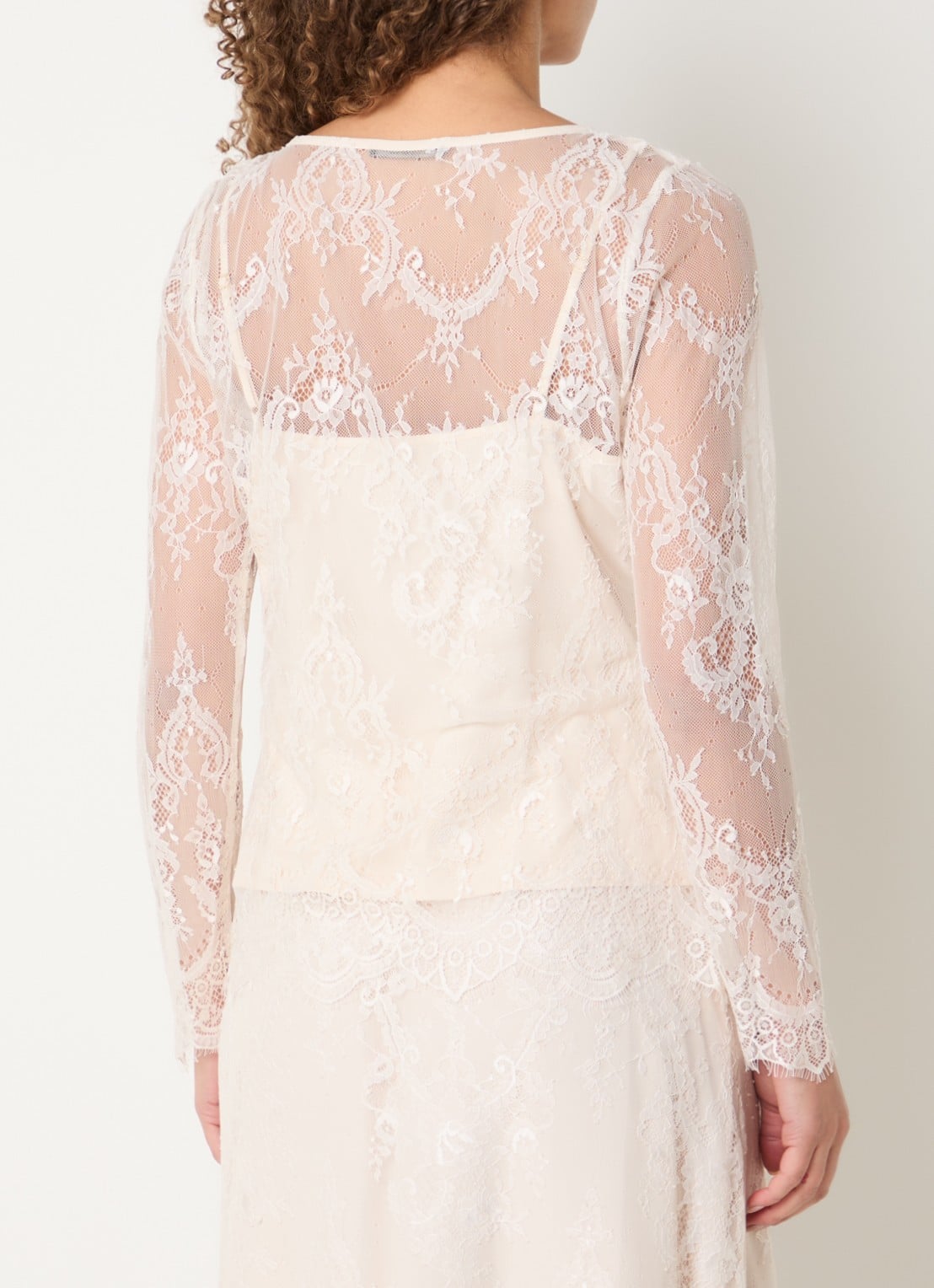Bruuns Bazaar Synvia semi-transparante tuniek van kant - achterkant 4 beige