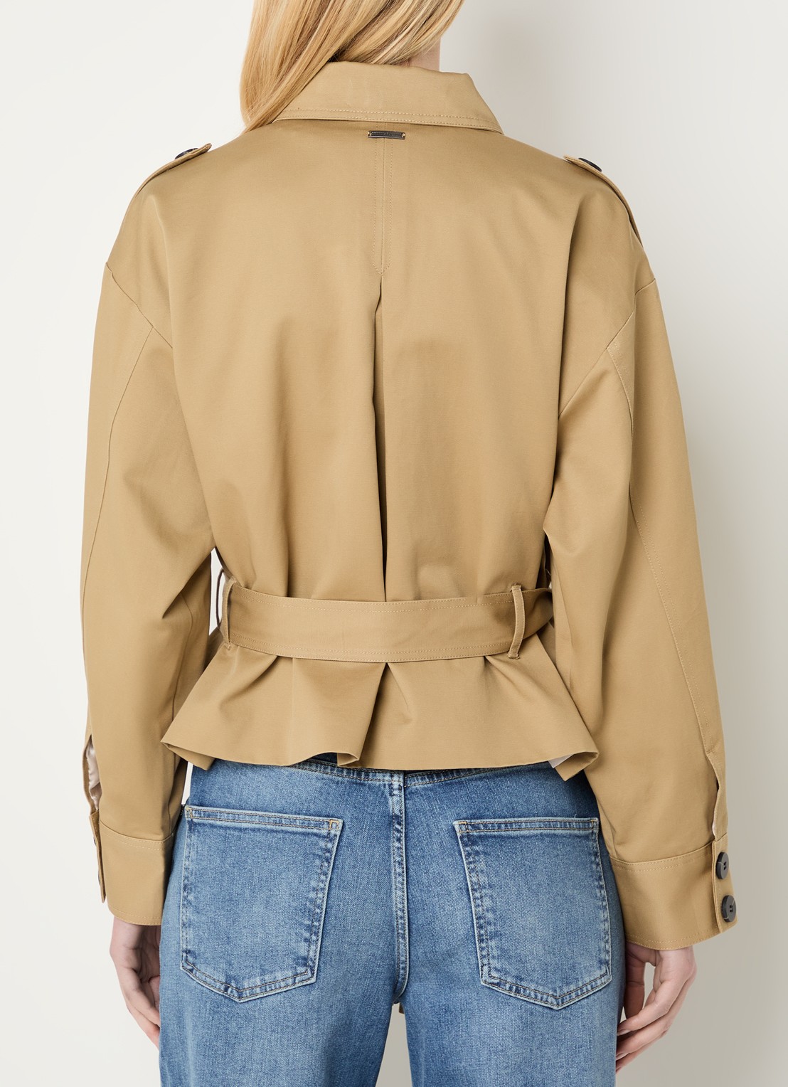 Bruuns Bazaar Tilia trenchcoat met steekzakken - achterkant 3 camel