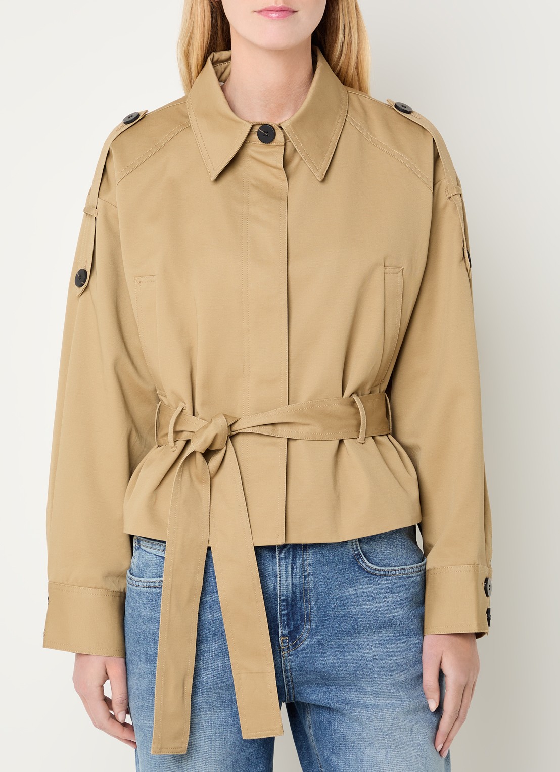 Bruuns Bazaar Tilia trenchcoat met steekzakken - detail 4 camel