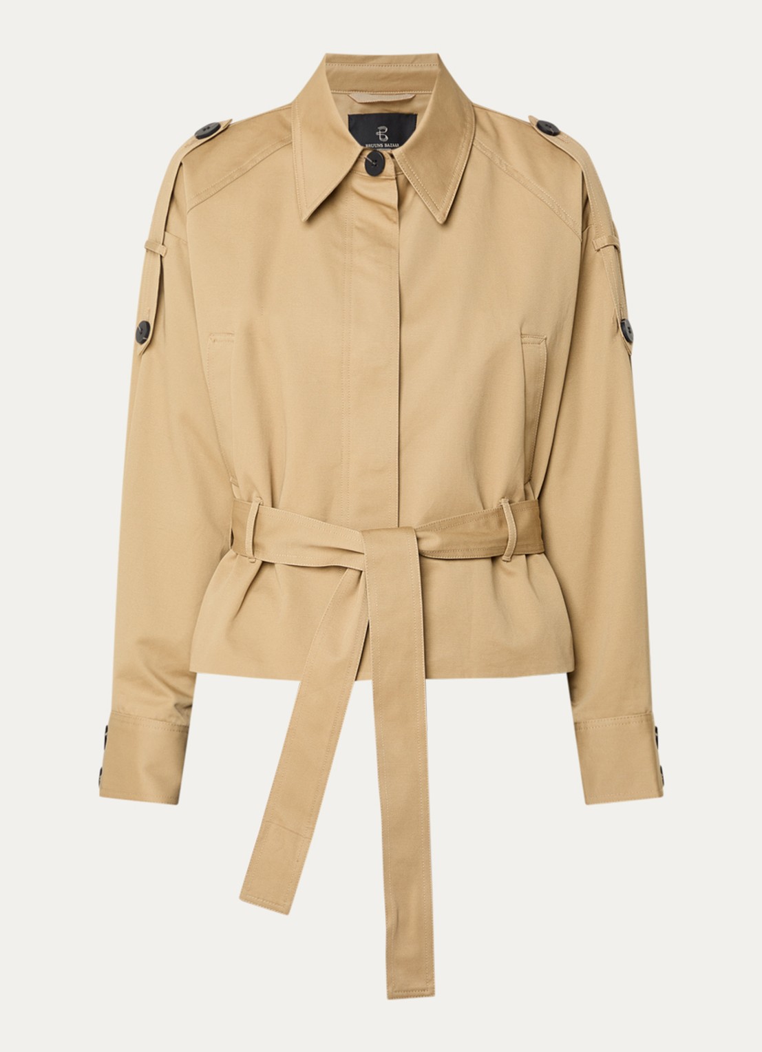 Bruuns Bazaar Tilia trenchcoat met steekzakken - voorkant camel