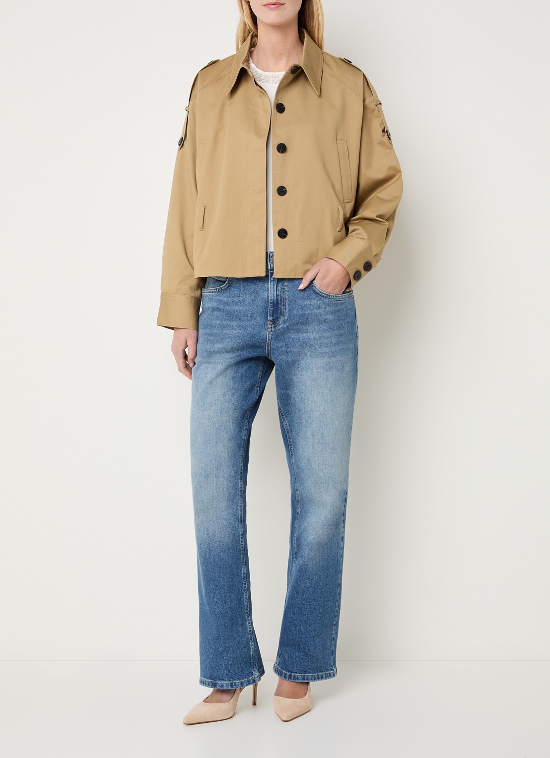 Bruuns Bazaar Tilia trenchcoat met steekzakken - voorkant 2 camel