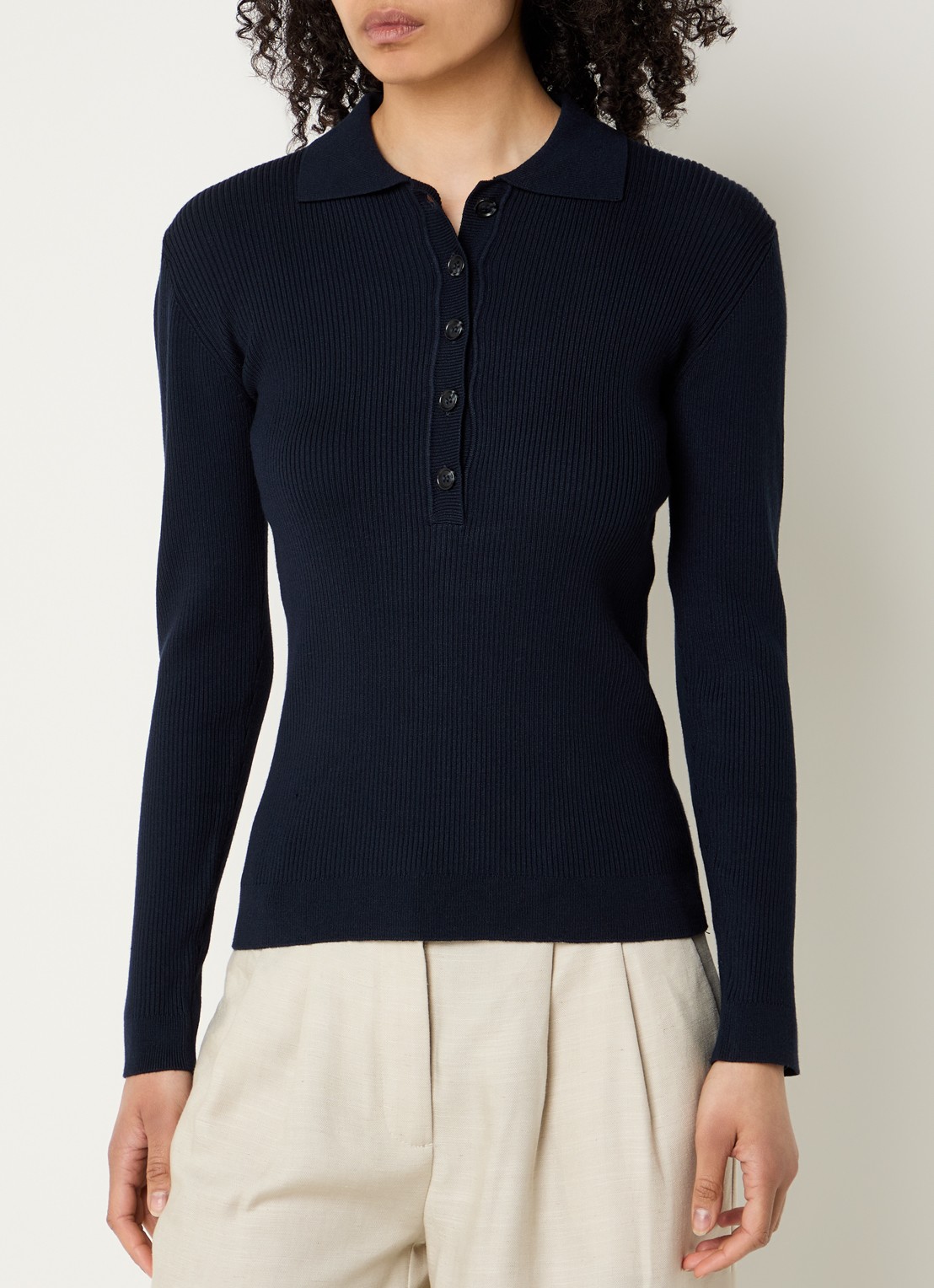Bruuns Bazaar Top met knoopsluiting - detail 4 donkerblauw