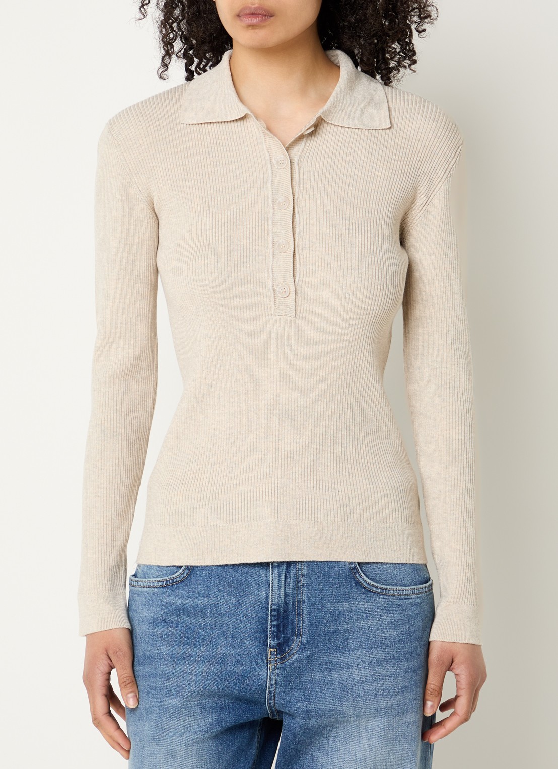 Bruuns Bazaar Top met knoopsluiting - detail 2 beige