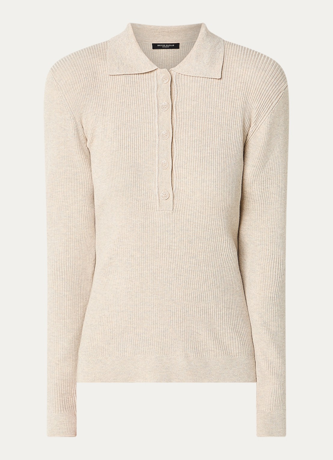 Bruuns Bazaar Top met knoopsluiting - voorkant 3 beige