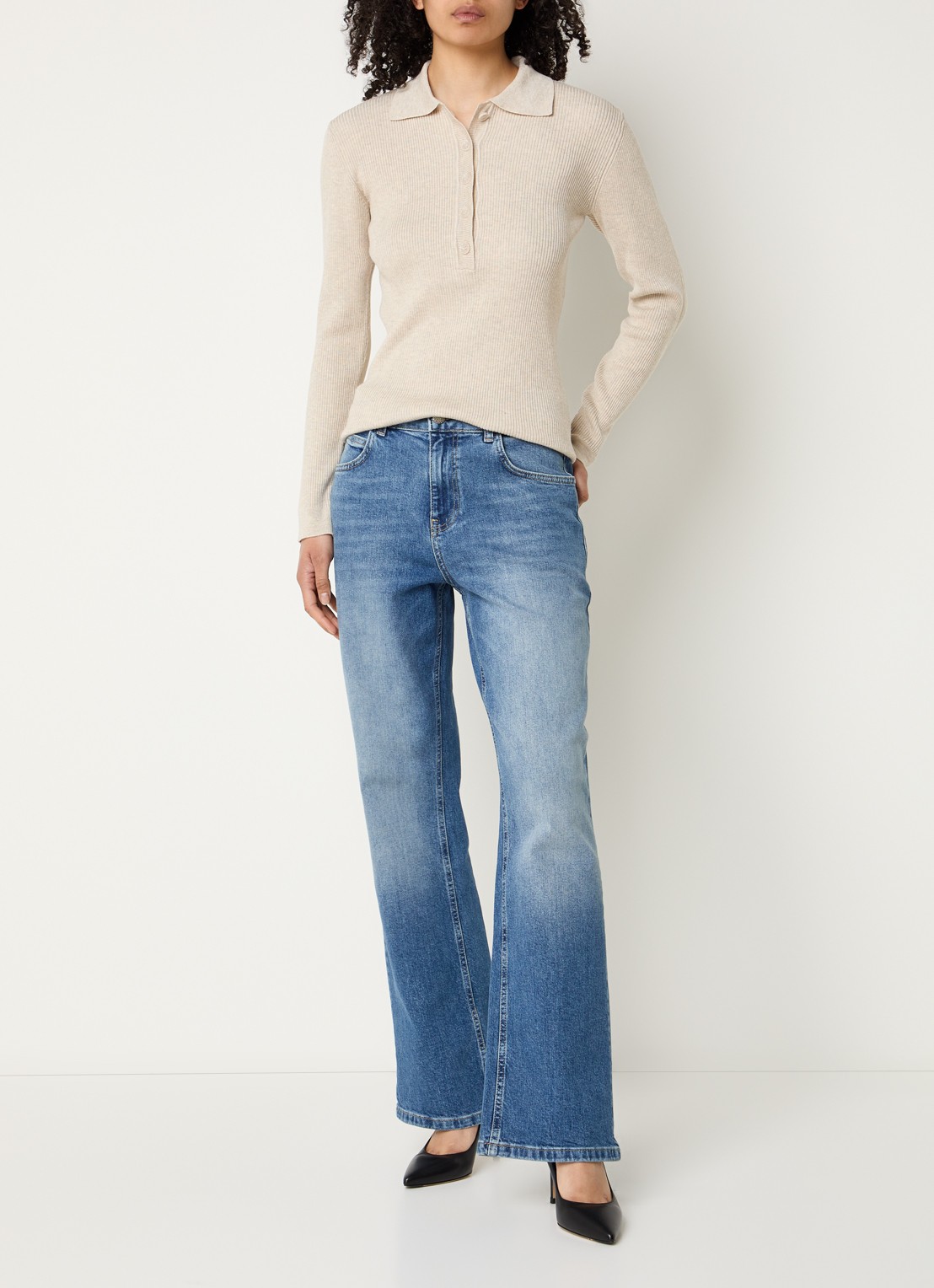 Bruuns Bazaar Top met knoopsluiting - voorkant 4 beige