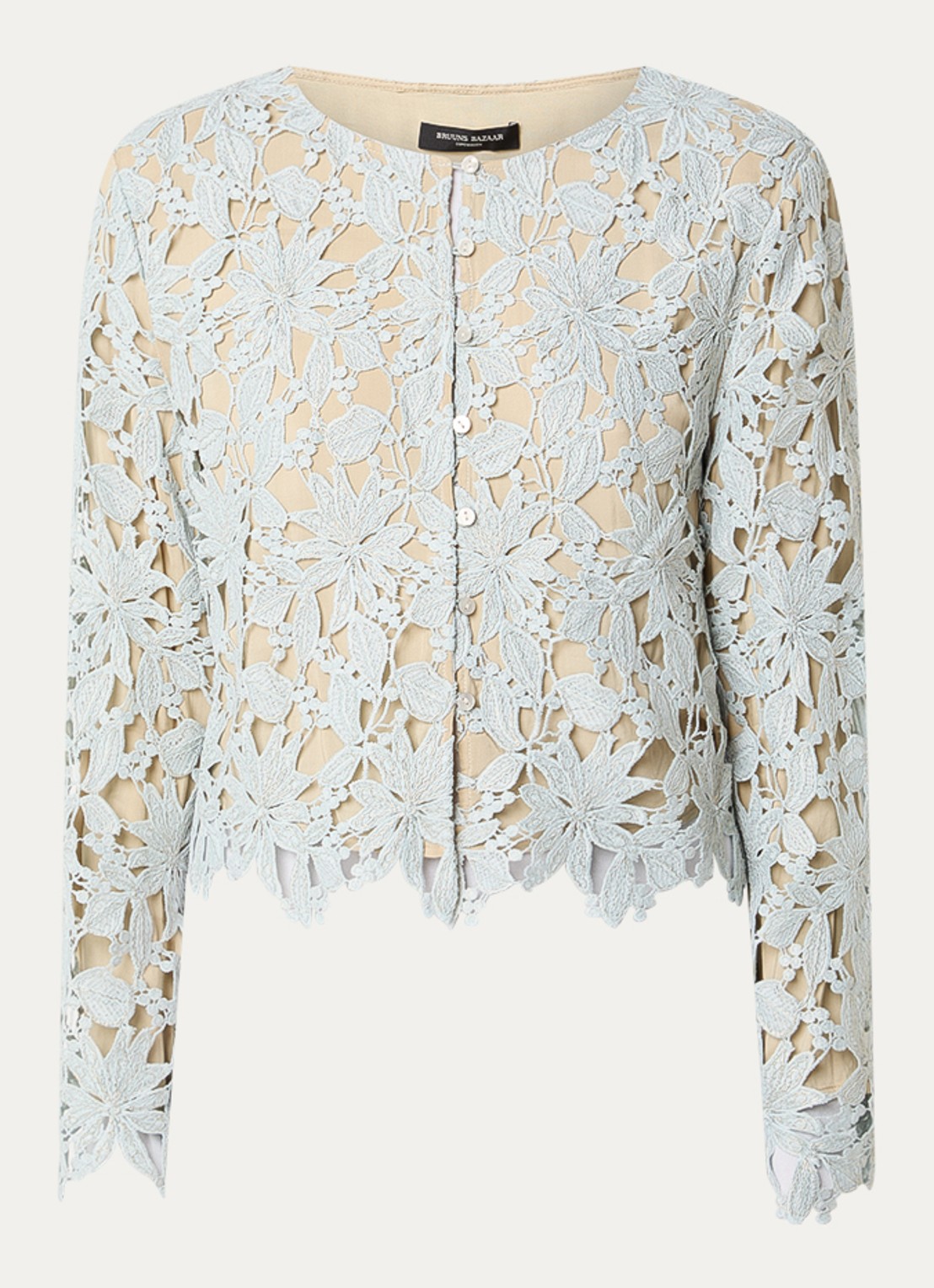 Bruuns Bazaar Toqa cropped blouse van kant - voorkant 2 lichtblauw