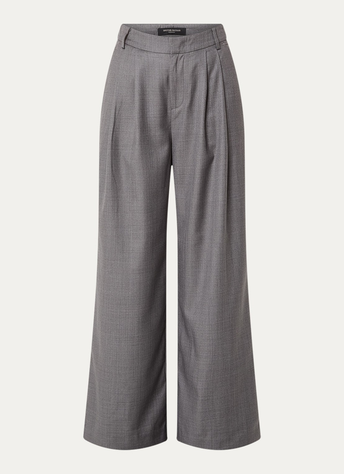 Bruuns Bazaar Vala high waist wide fit pantalon met steekzakken - voorkant middengrijs