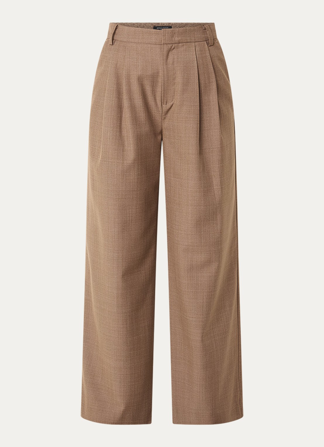 Bruuns Bazaar Vala high waist wide fit pantalon met steekzakken - voorkant bruin