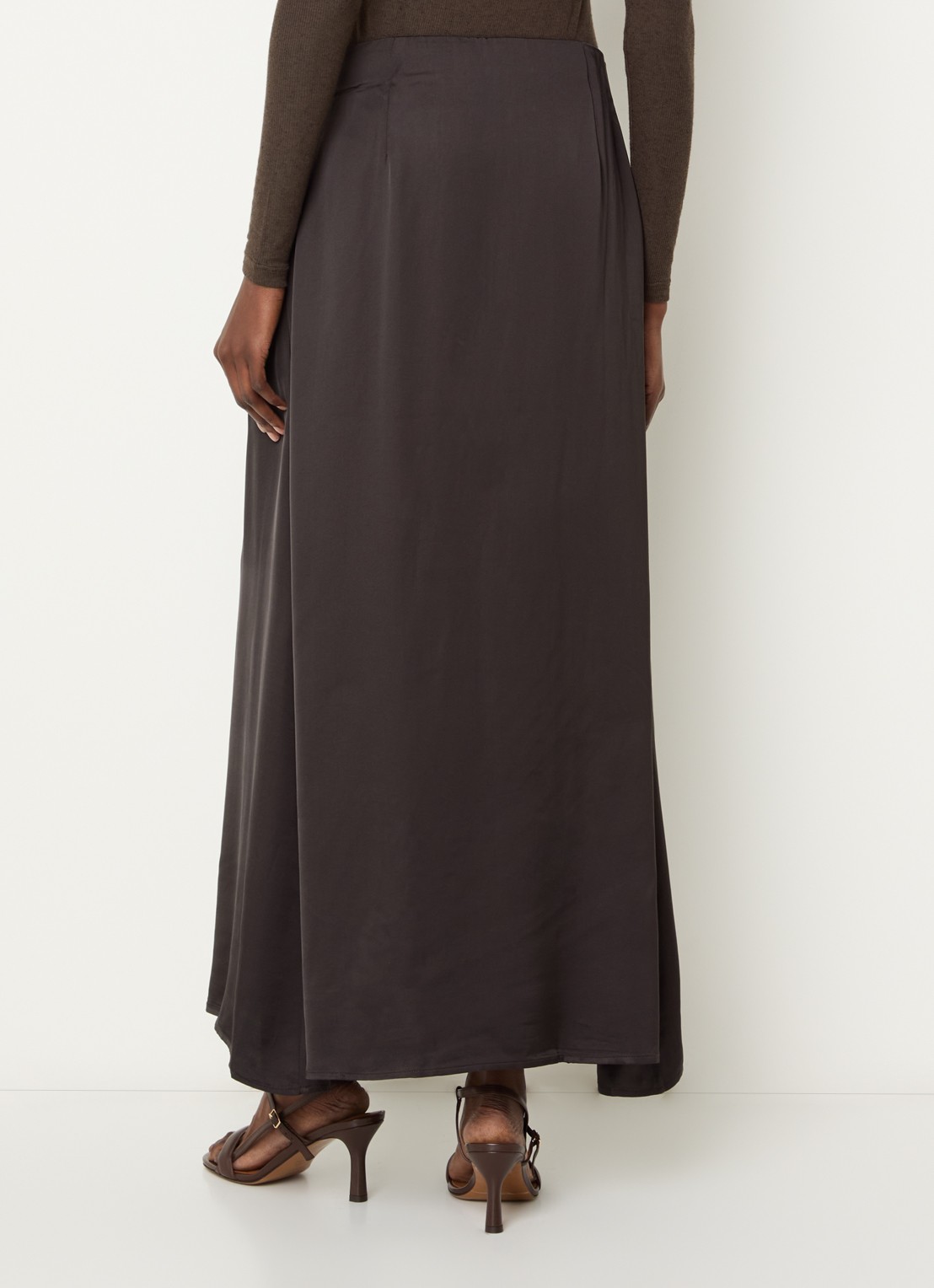 Bruuns Bazaar WeckiaBBTyras maxi rok met plooien - achterkant 4 donkerbruin