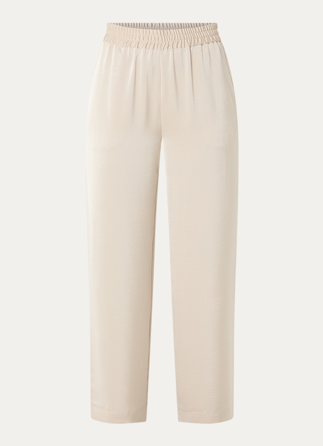 Bruuns Bazaar Zalia high waist loose fit broek van satijn - voorkant 2 beige