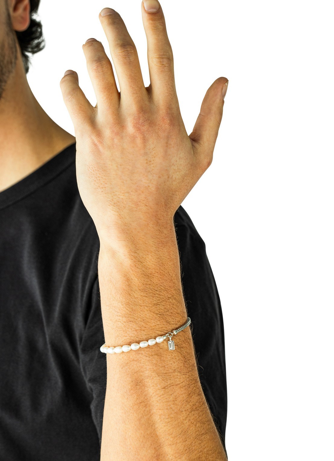 Buddha to Buddha Barbara armband van zilver met zoetwaterparel - detail 3 zilver