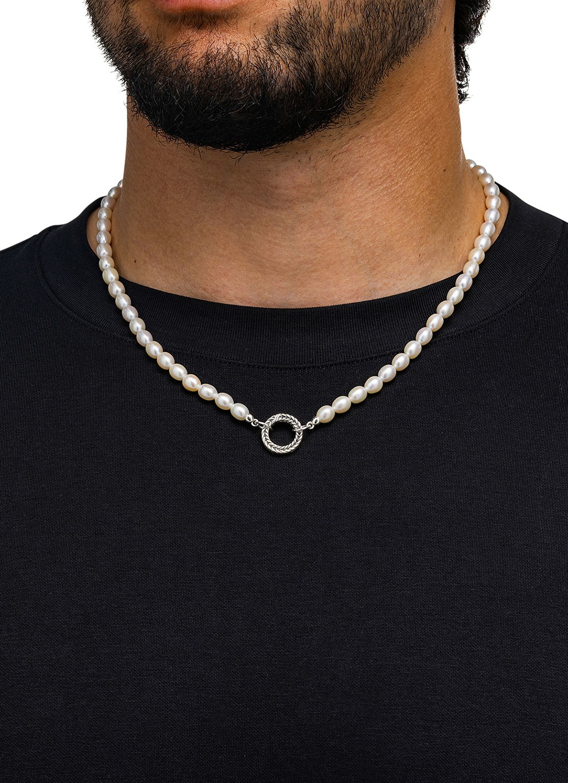Buddha to Buddha Barbara parelketting XS  - detail 3 zilver