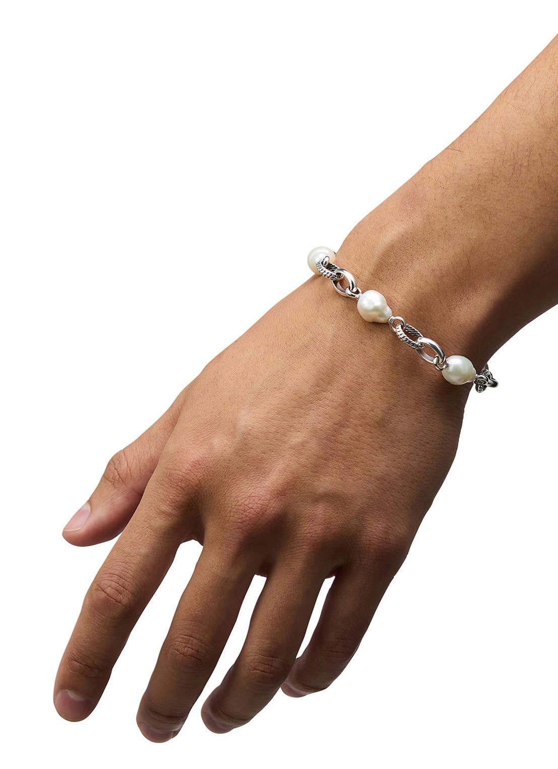 Buddha to Buddha Ben Baroque armband van zilver met parel  - detail 4 zilver