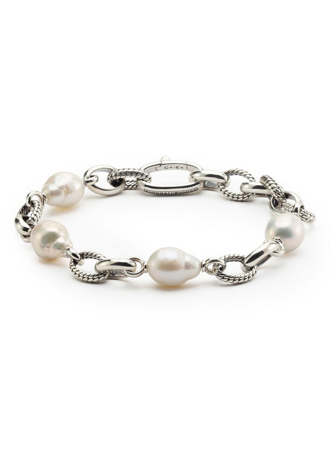 Buddha to Buddha Ben Baroque armband van zilver met parel  - voorkant zilver