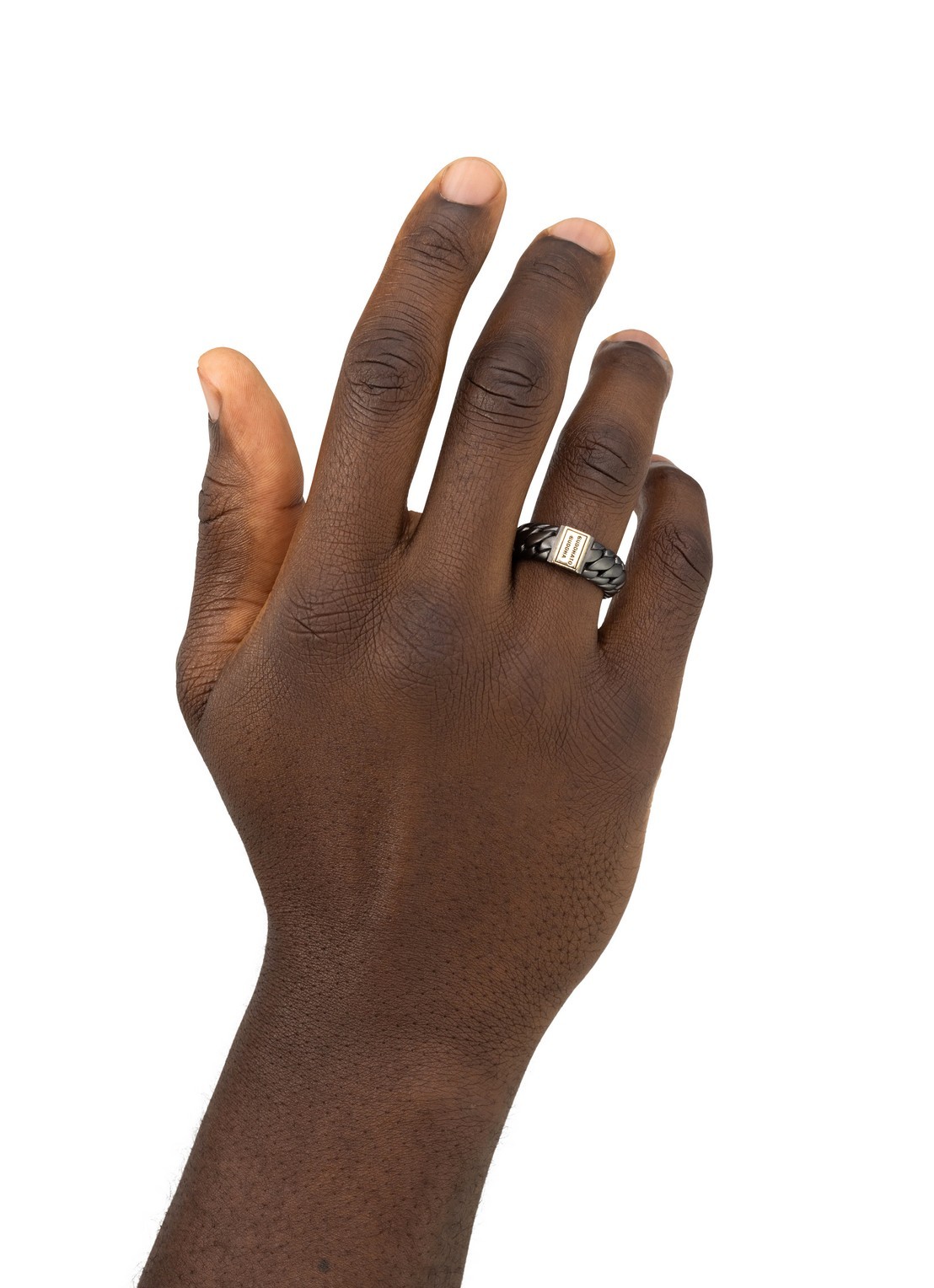 Buddha to Buddha Ben Small ring van zilver met detail van 14 karaat goud - voorkant 2 donkergrijs