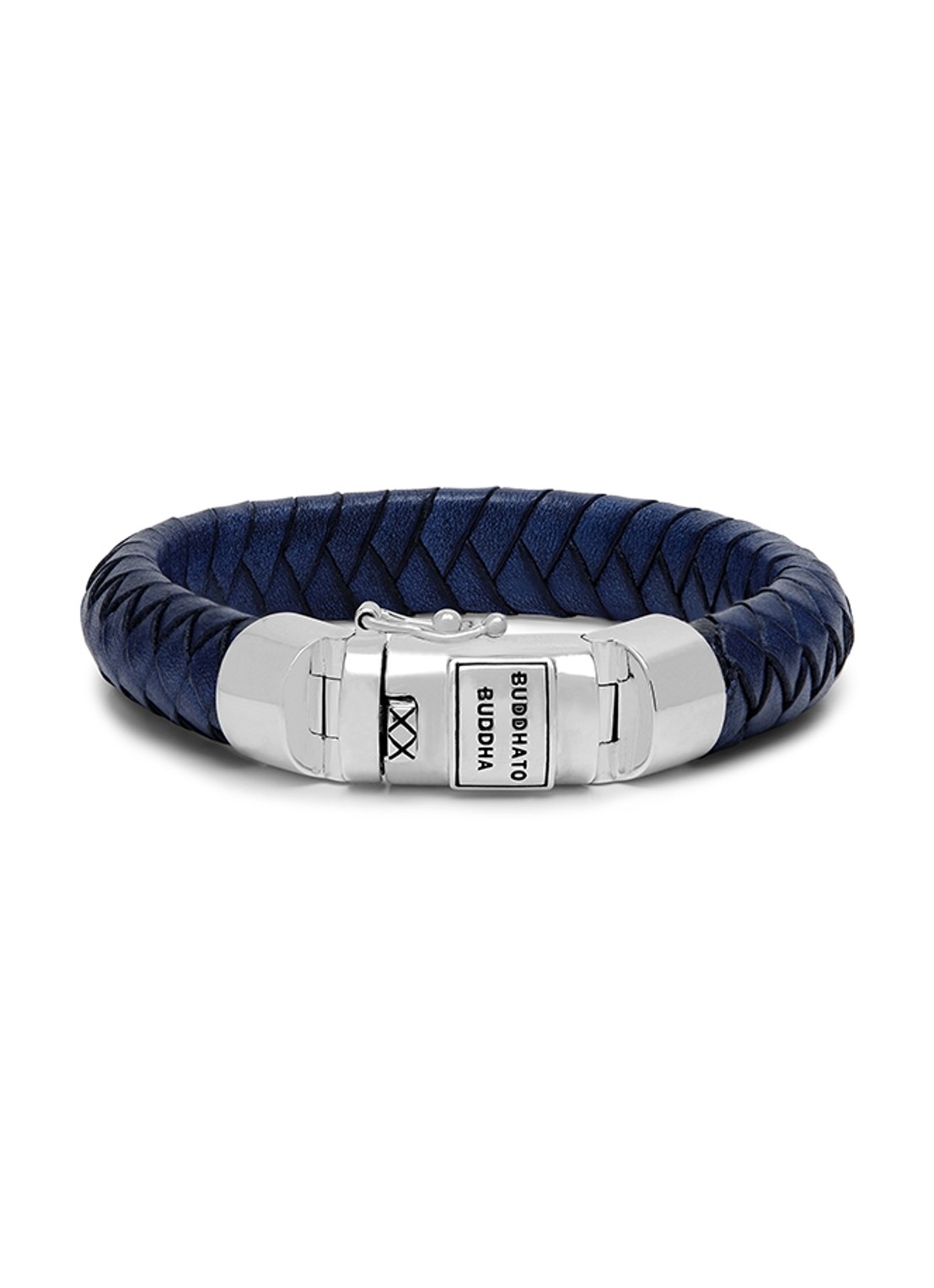 Buddha to Buddha Ben wikkelarmband van leer  - voorkant 2 donkerblauw