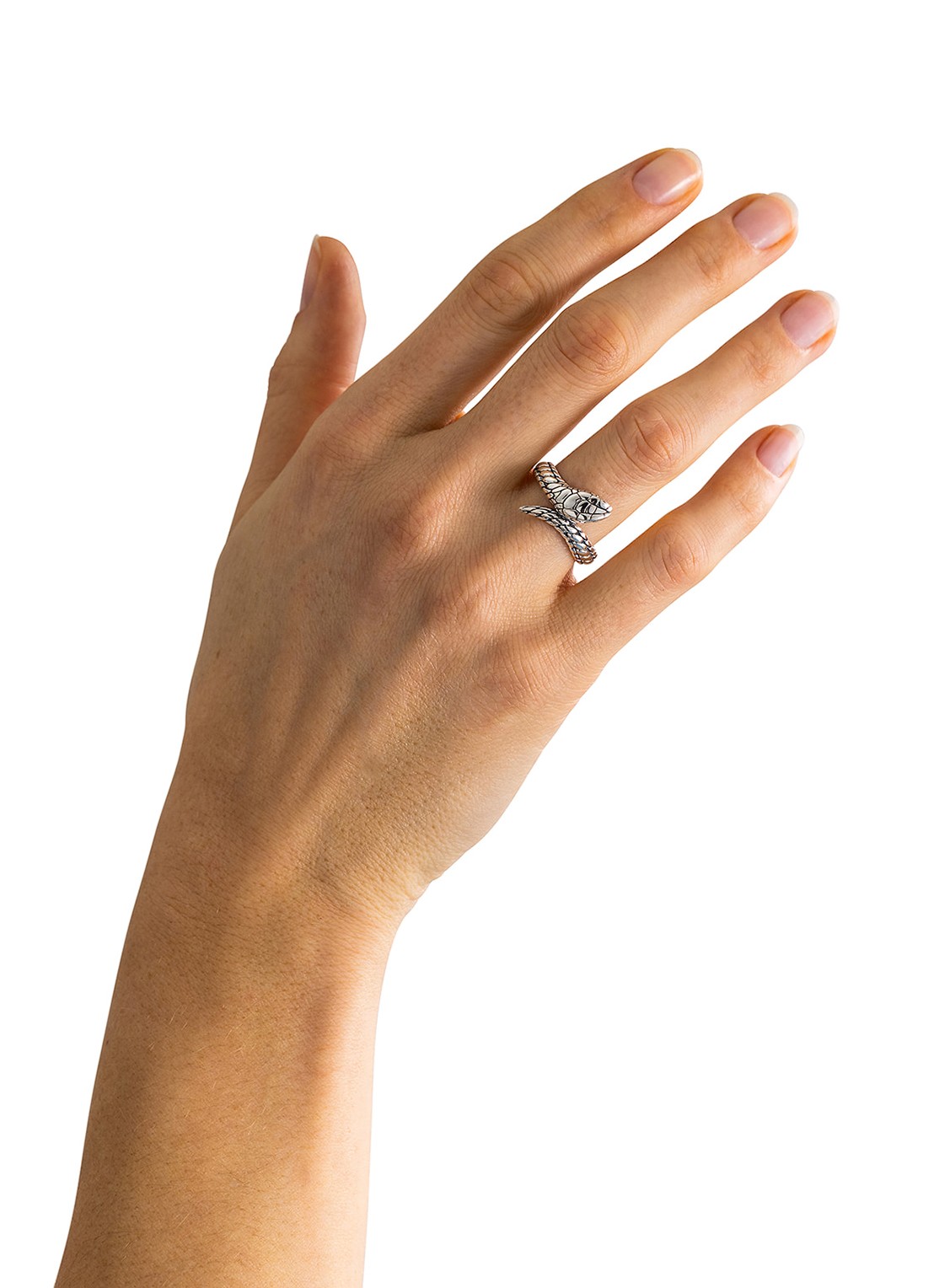 Buddha to Buddha Ben XS Slang ring van zilver - voorkant 2 zilver