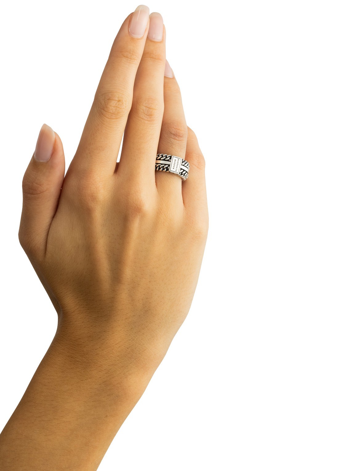Buddha to Buddha Chain Texture ring van zilver - detail 3 zilver