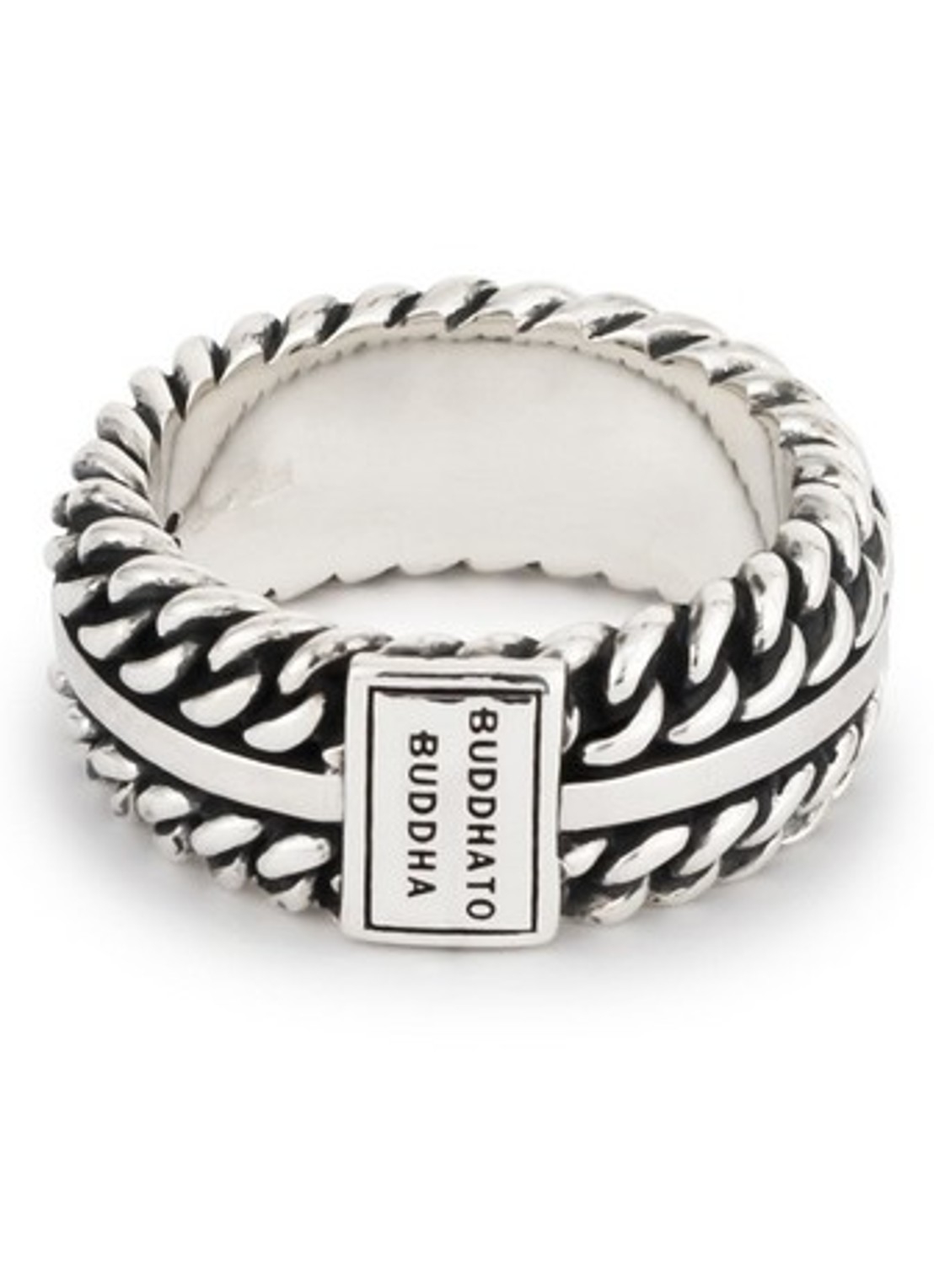 Buddha to Buddha Chain Texture ring van zilver - voorkant zilver