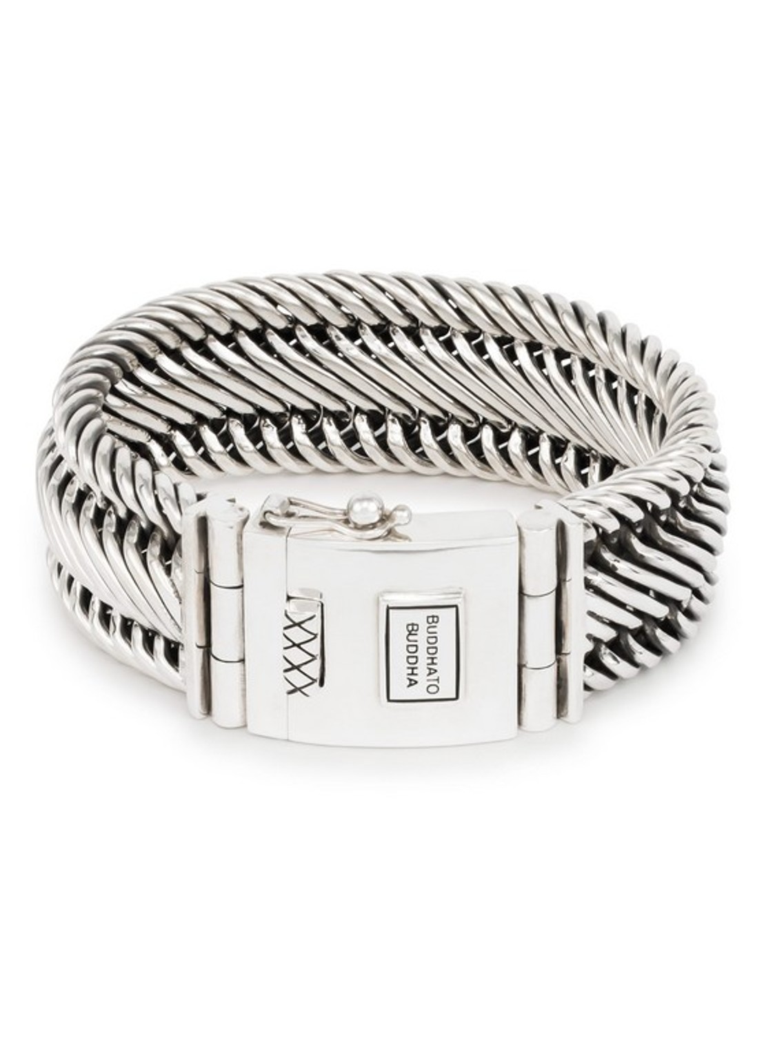 Buddha to Buddha Edwin schakelarmband van zilver - voorkant 2 zilver
