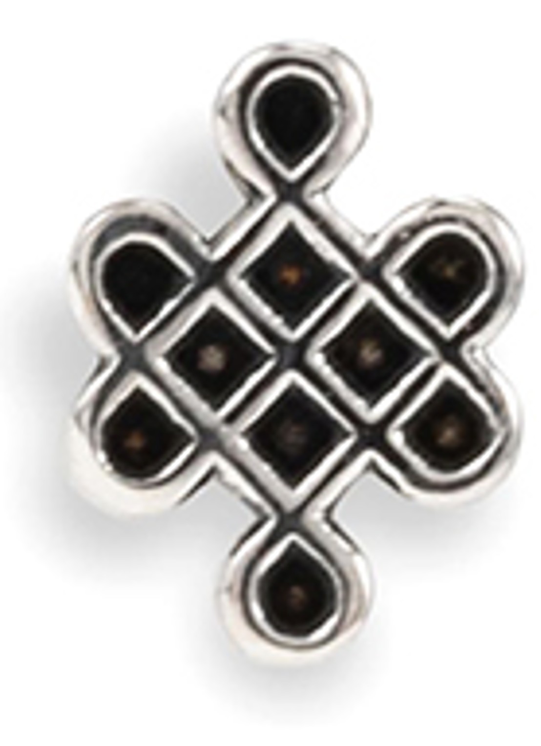 Buddha to Buddha Endless Knot enkele oorknopje van zilver  - voorkant zilver