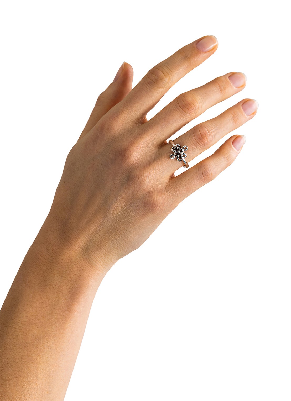 Buddha to Buddha Endless Knot ring van zilver - voorkant 2 zilver