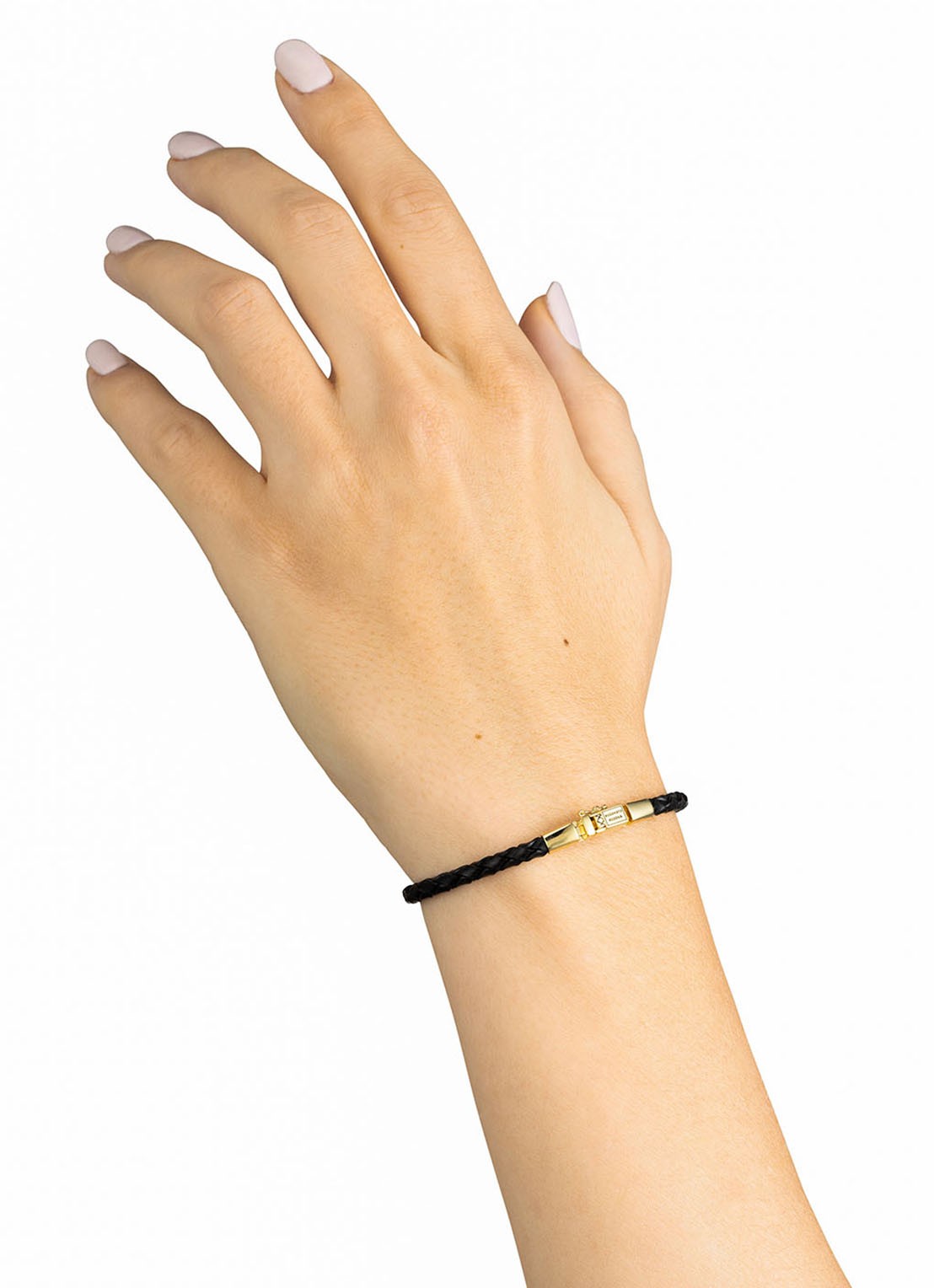 Buddha to Buddha George Mini armband van gevlochten leer - detail 3 goud