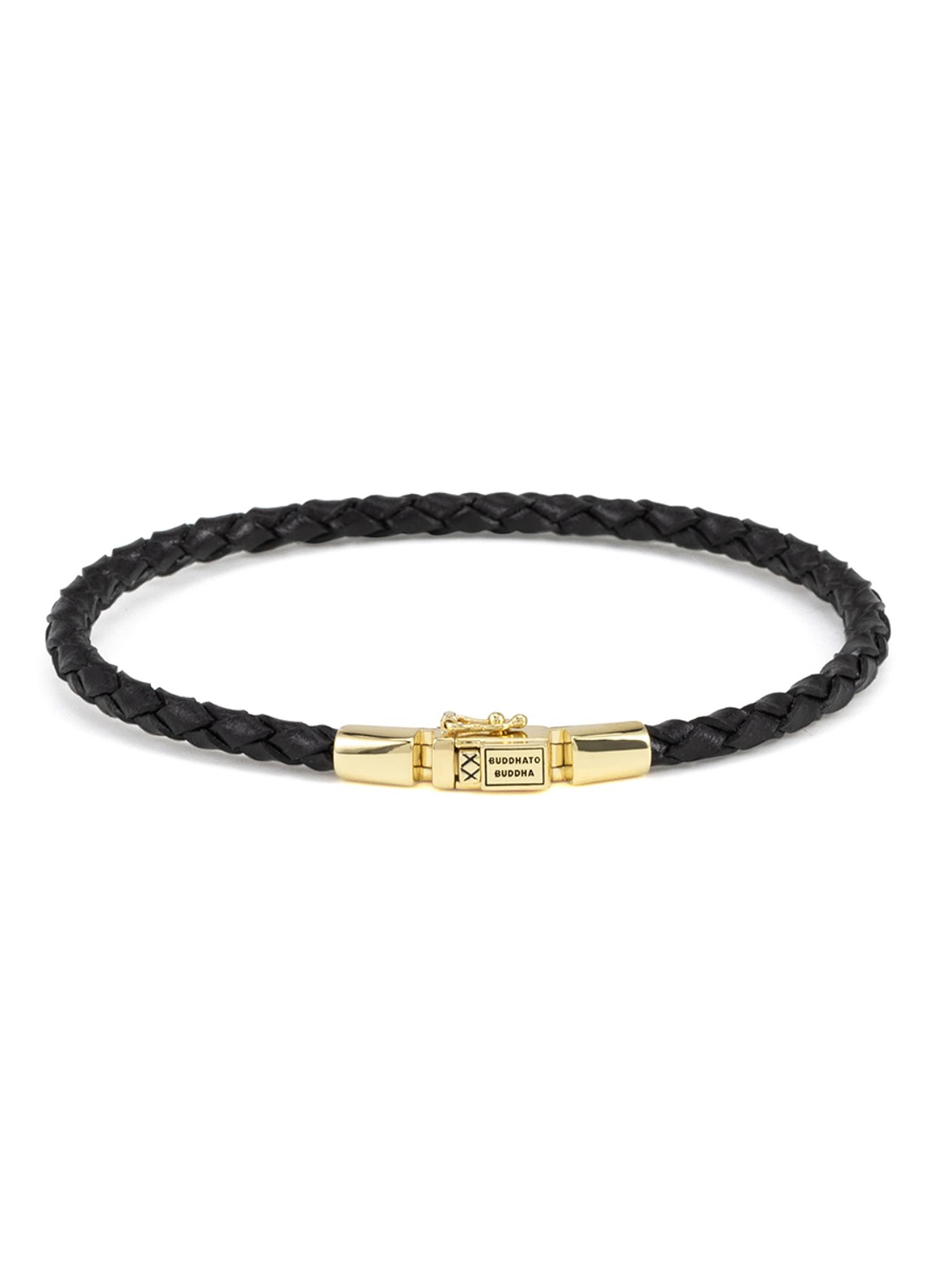Buddha to Buddha George Mini armband van gevlochten leer - voorkant 2 goud