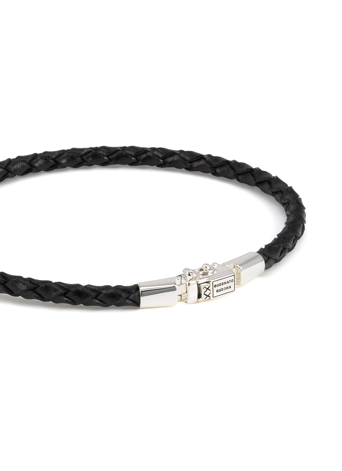 Buddha to Buddha George Mini armband van gevlochten leer - detail 4 zilver