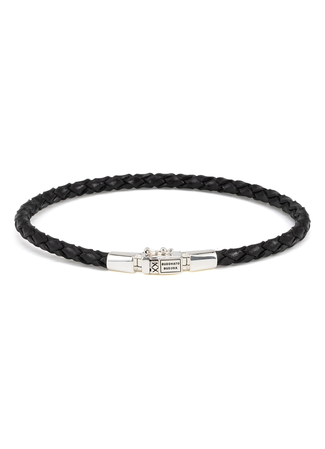 Buddha to Buddha George Mini armband van gevlochten leer - voorkant 2 zilver