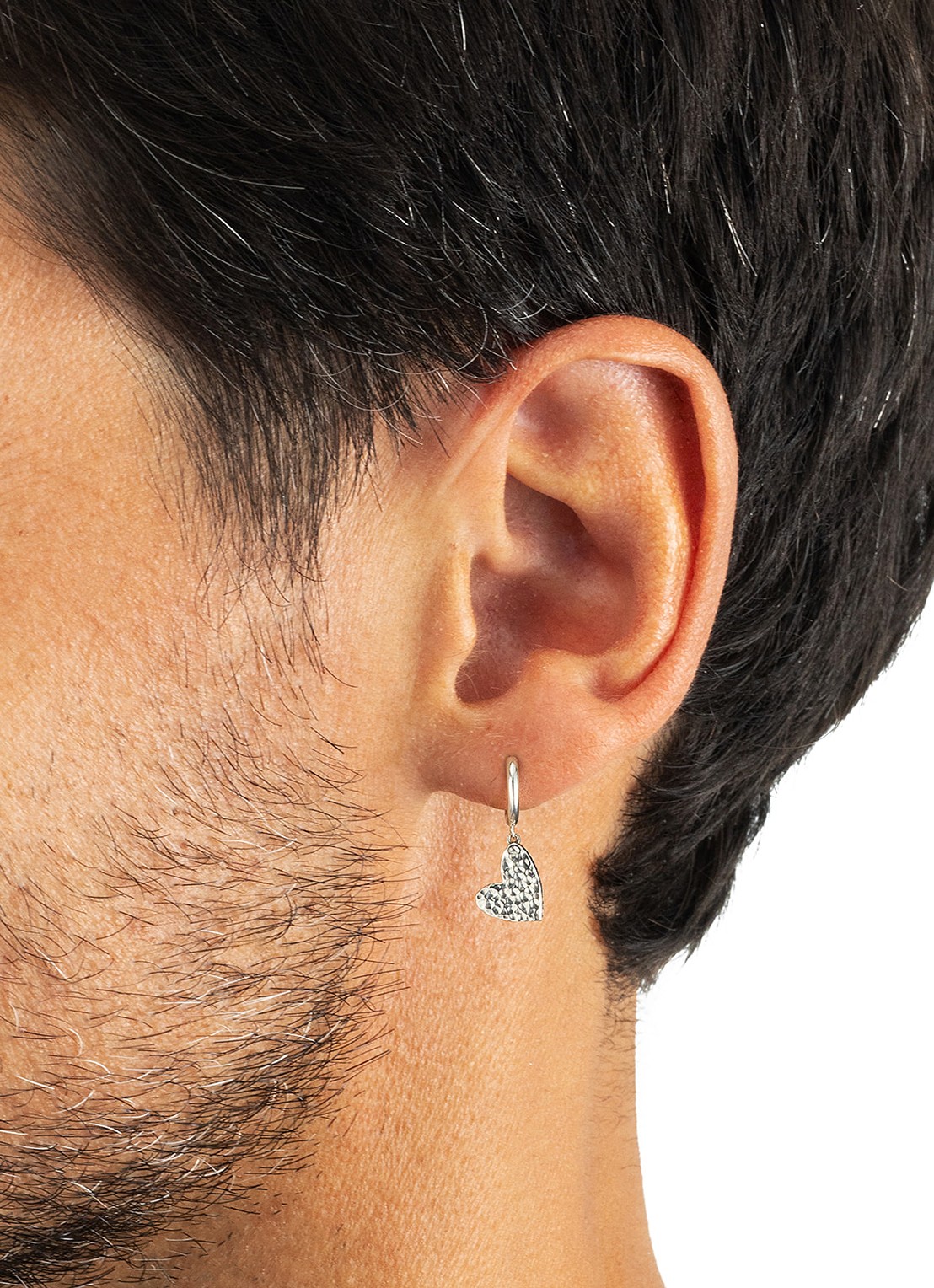 Buddha to Buddha Hart enkele oorring van zilver - voorkant 2 zilver