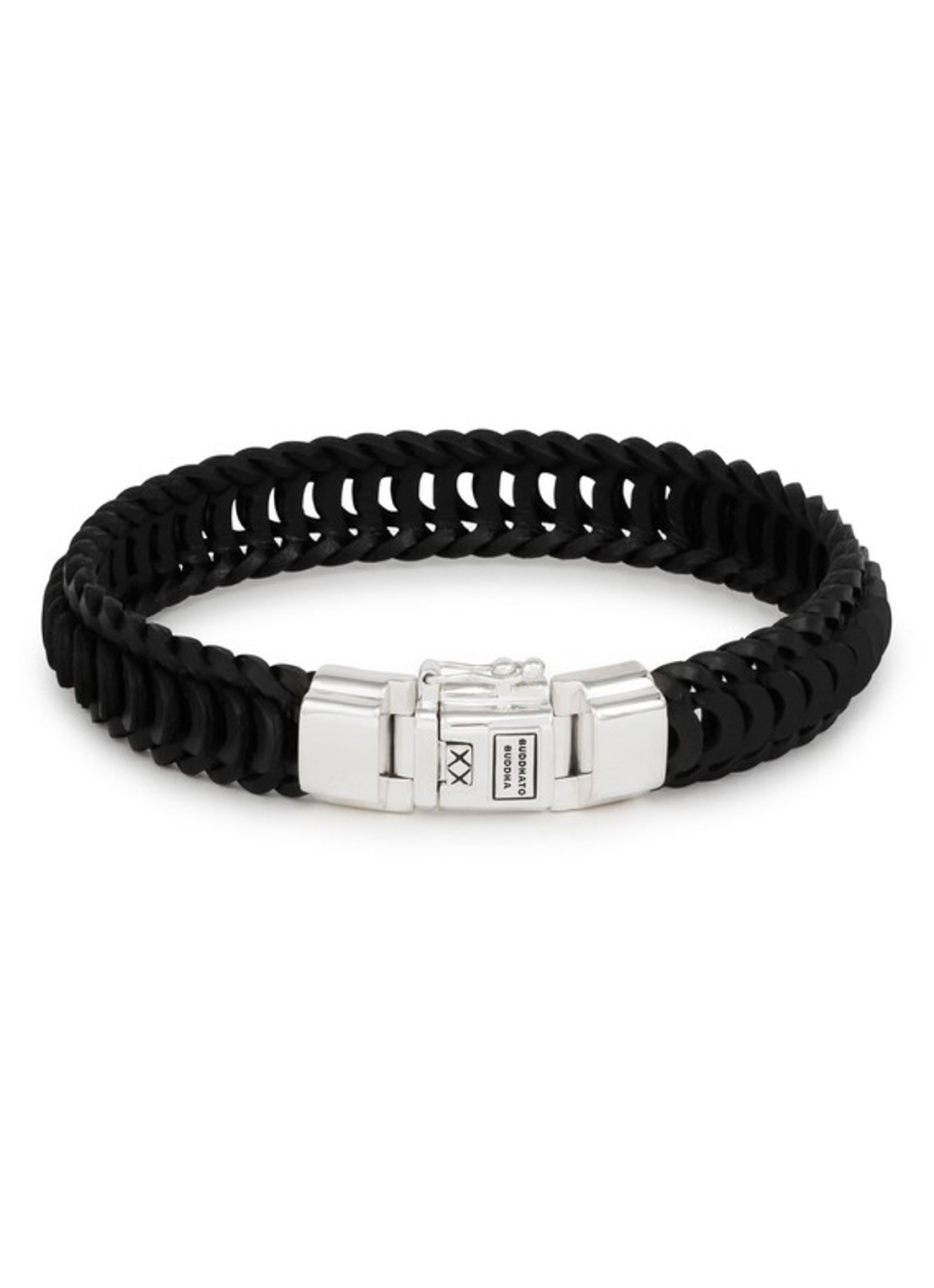 Buddha to Buddha Lars armband van leer - voorkant 2 zwart