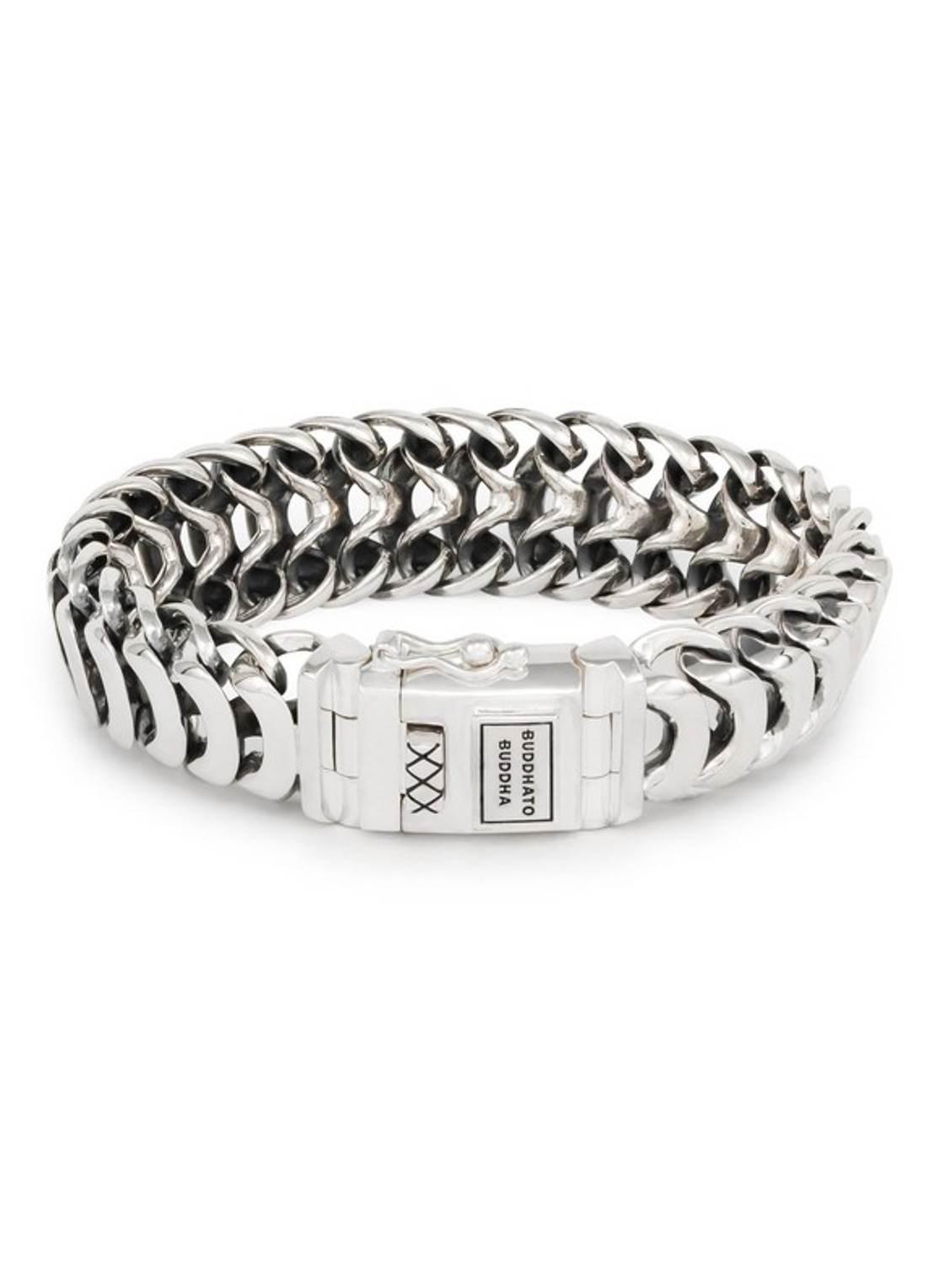 Buddha to Buddha Lars schakelarmband van zilver - voorkant zilver