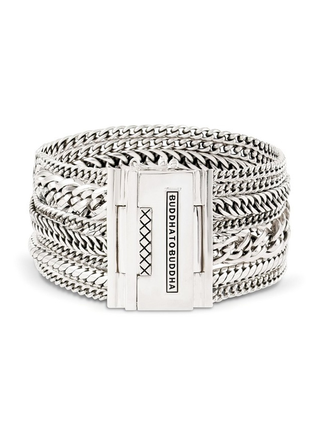 Buddha to Buddha Multi Chain Nathalie schakelarmband van zilver - voorkant zilver