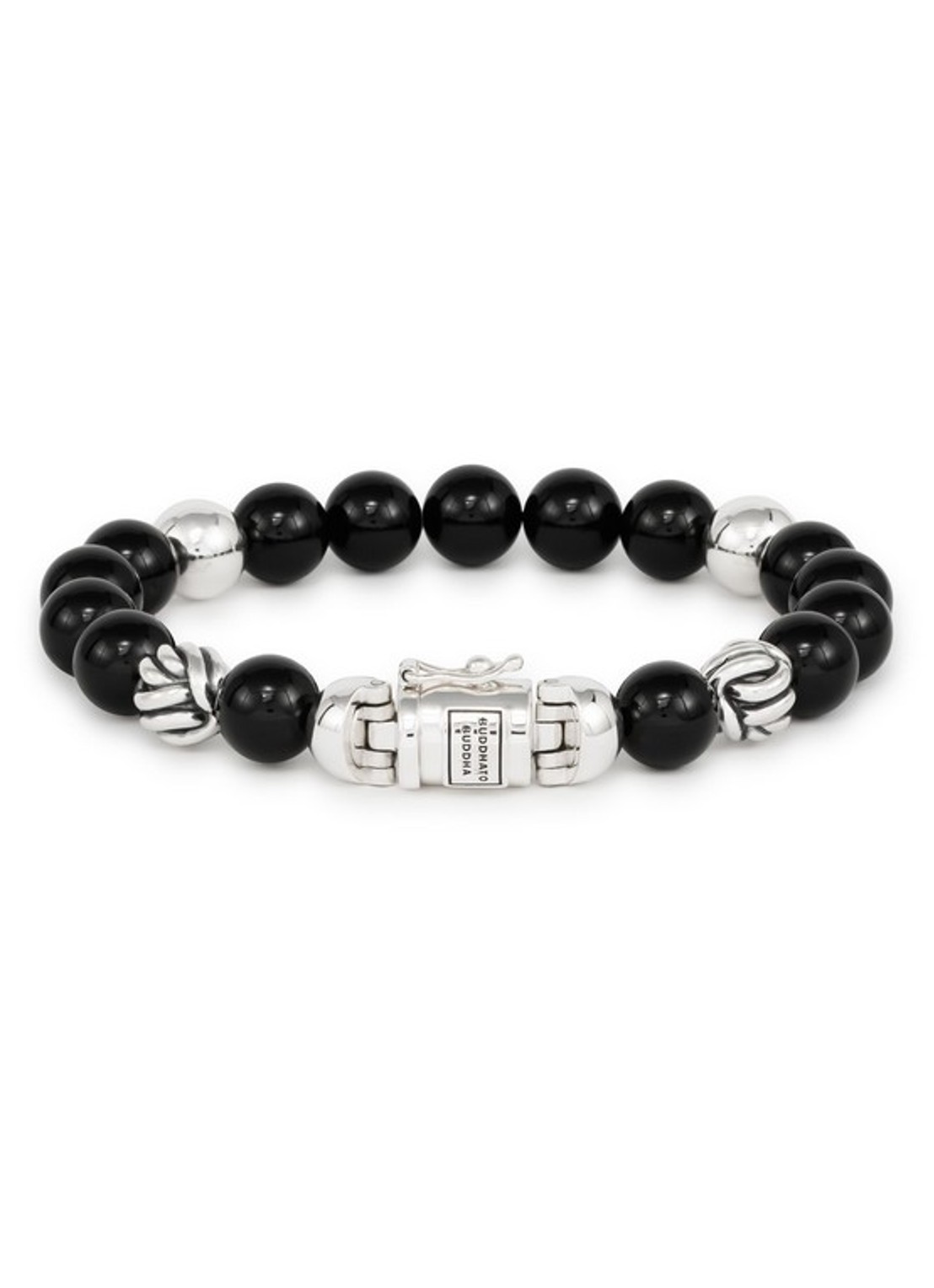 Buddha to Buddha Spirit Bead kralenarmband van zilver met onyx - voorkant 3 zwart