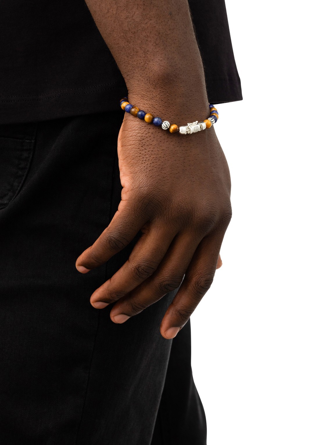 Buddha to Buddha Spirit Bead Mini Mix kralenarmband met edelsteen - voorkant 2 blauw