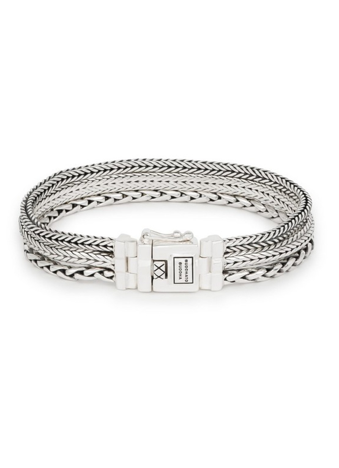 Buddha to Buddha Triple Mini schakelarmband van zilver - voorkant 2 zilver