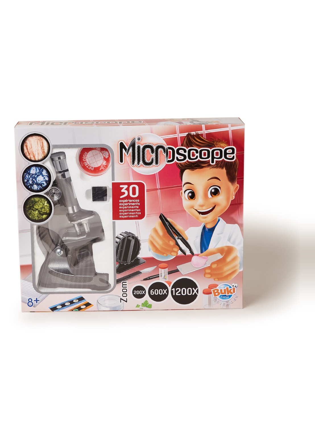 Buki Microscoop set met 30 experimenten  - voorkant donkergrijs