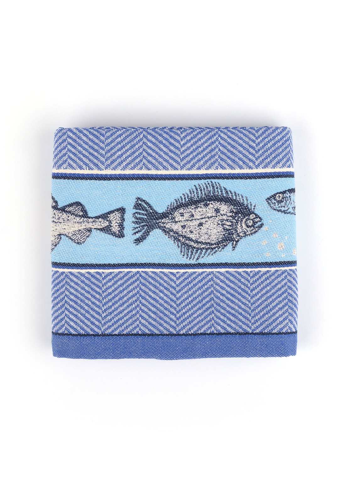 Bunzlau Castle Fish theedoek 65 x 65 cm - detail 3 blauw
