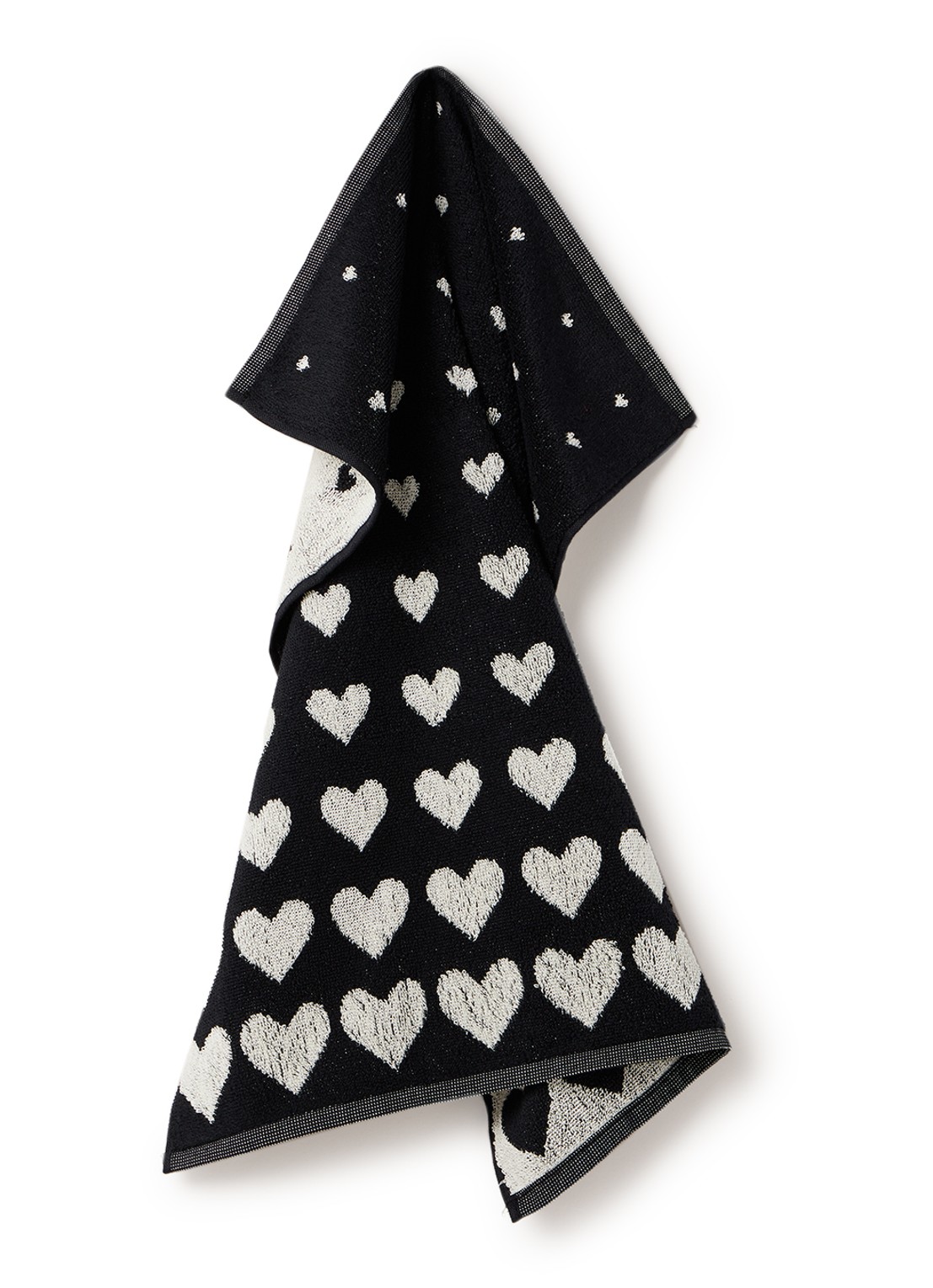 Bunzlau Castle Hearts keukendoek van  katoen 50 x 60 cm - voorkant 2 zwart
