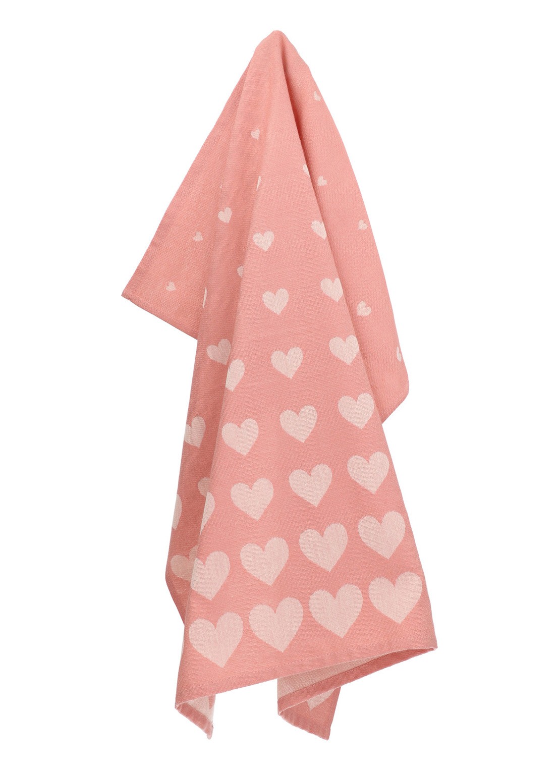 Bunzlau Castle Hearts theedoek 65 x 65 cm  - voorkant roze
