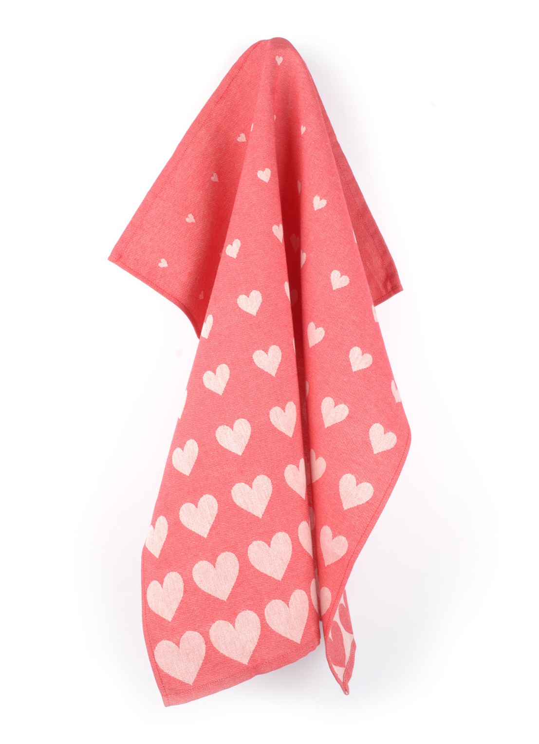 Bunzlau Castle Hearts theedoek 65 x 65 cm  - voorkant rood