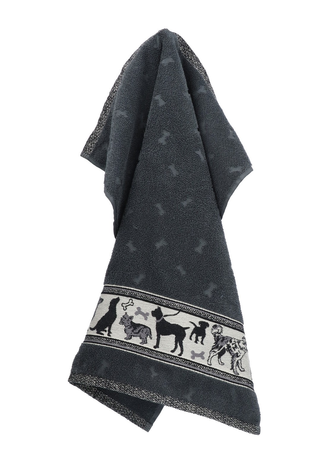 Bunzlau Castle Hond keukendoek 53 x 60 cm  - voorkant antraciet