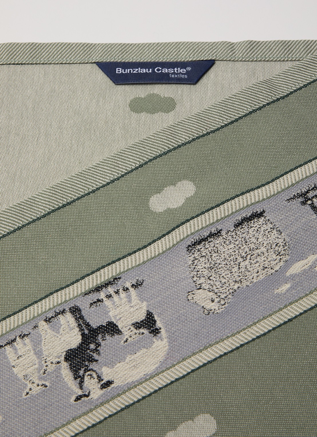 Bunzlau Castle Schaap theedoek 65 x 65 cm - voorkant 2 donkergroen